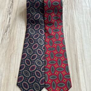 Vintage Hathaway Neckties 100% Silk Made In USA Lot Of 2 (57” & 57.5”)